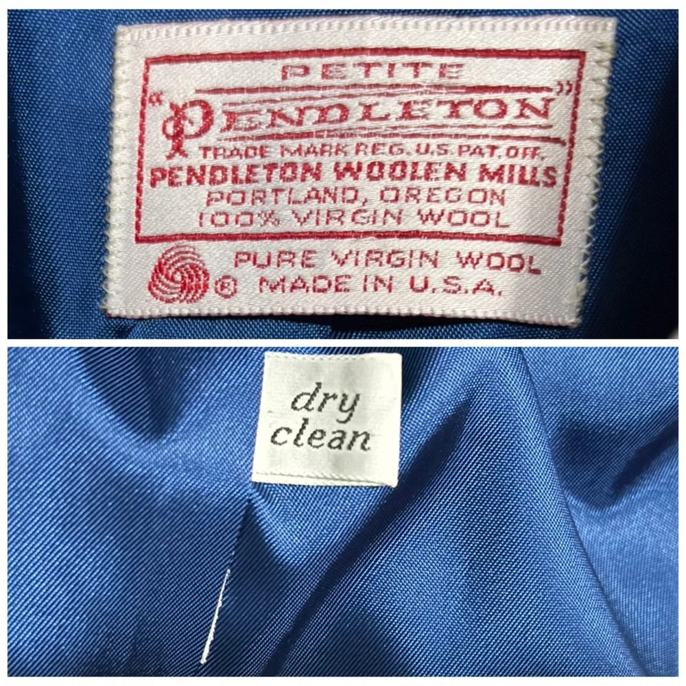 PENDLETON Pure Virgin Wool Single Breast Button Blue Trench Coat Medium Petite
